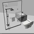 Modern Bathroom With White Toilet Glass Shower Enclosure And Square Sink