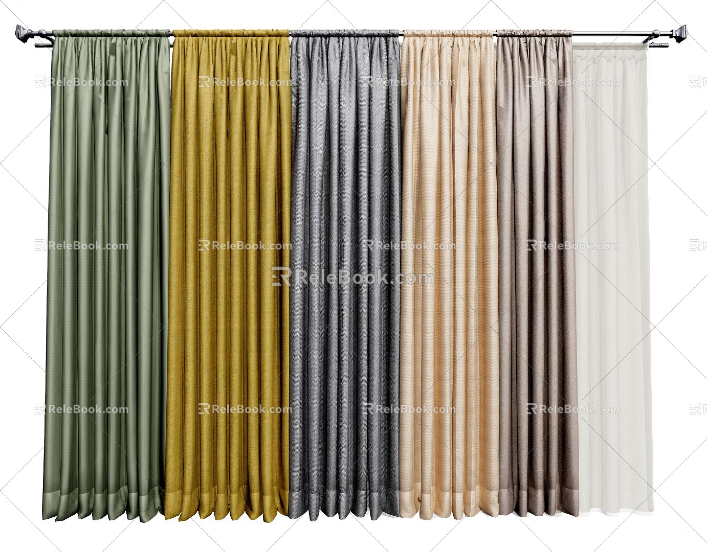 Modern Curtain Fabric Curtain Window Screen 3d model