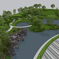 Waterfront Landscape Design With Scenic Lakeside Islands Lush Greenery And Walking Paths