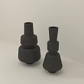 Modern Black Ceramic Vessels With Layered Design For Interior Decoration 3d model