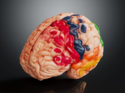 Detailed Human Brain Anatomical Model With Colored Labeled Regions And Structures 3d model