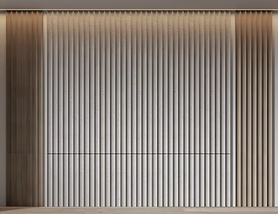 Modern Interior Wall Paneling With Vertical Stripes And Light Wood Finish 3d model