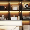 Modern Bathroom Vanity Cabinet with Marble Countertop Storage Shelves and Lighting