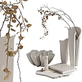 Minimalist White Vases With Slim Branches And Leaves For Modern Home Decor
