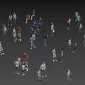 Large Group of People Walking Standing and Moving in Open Area Casually