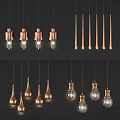 Modern Copper Hanging Pendant Lights Featuring Various Stylish Designs 3d model