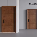 Two Modern Brown Wooden Security Doors With Sleek Design For Home Interior Safety