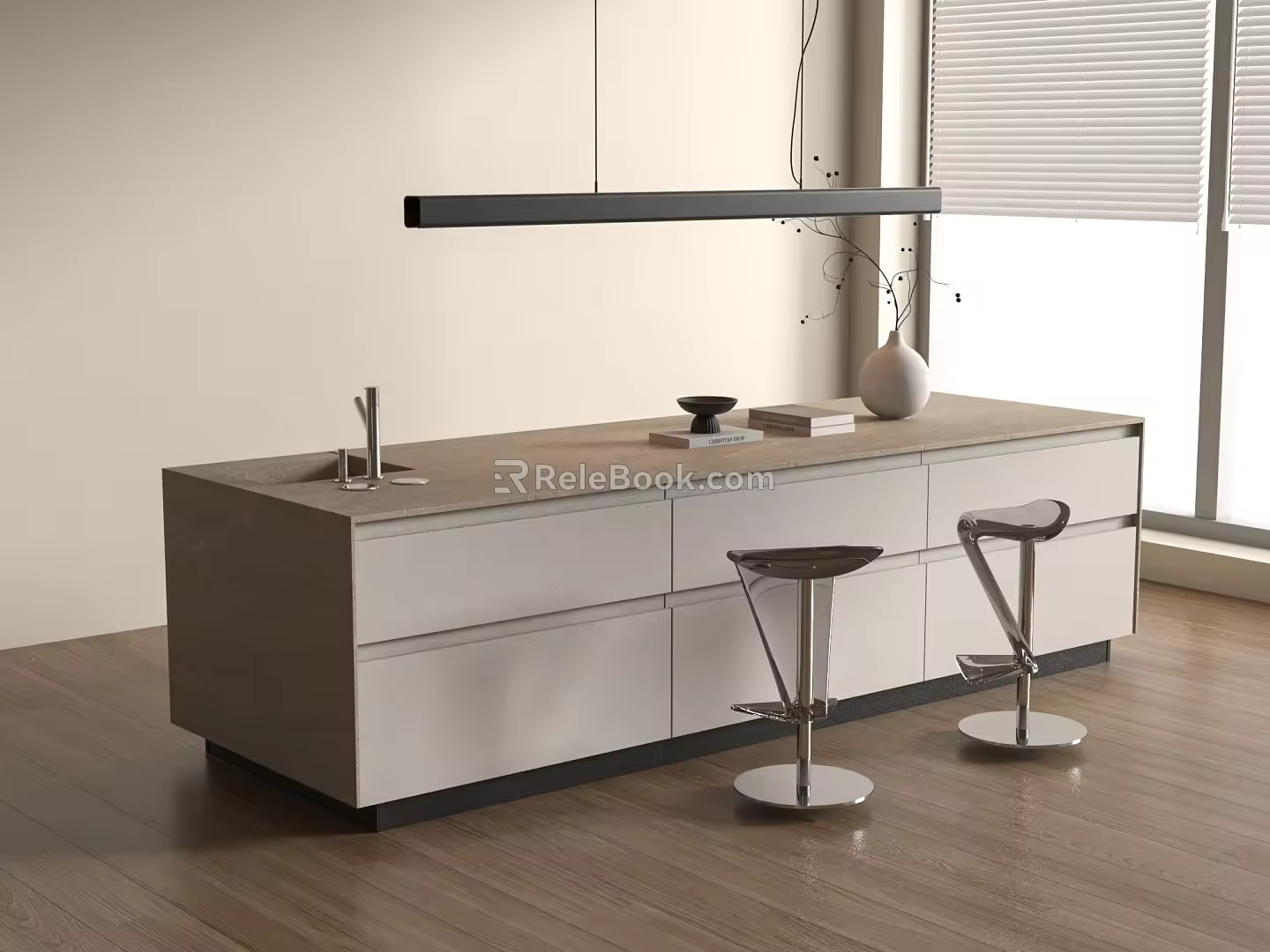 Modern island table 3d model