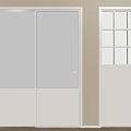 Modern Interior Sliding Door With White Frame And Vertical Glass Panels