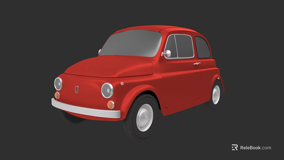 Vintage Red Small Car With Rounded Design And Classic Exterior 3d model 