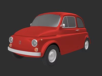 Vintage Red Small Car With Rounded Design And Classic Exterior 3d model