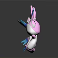 Cute Game Anime Character With Pink White Blue Long Ears And Colorful Tentacle Arms