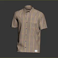 Orange Plaid Short Sleeve Casual Shirt With Chest Pocket And Button Collar