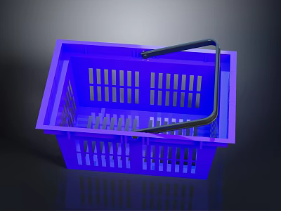 Purple Plastic Shopping Basket With Black Handle And Perforated Design For Daily Use 3d model