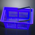 Purple Plastic Shopping Basket With Black Handle And Perforated Design For Daily Use