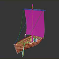 Traditional Wooden Sailboat With White Sail And Wooden Mast For Water Transport