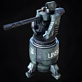 UNSC Automated Weapon Turret With Mechanical Structure Sturdy Base And Long Barrel