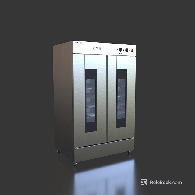 Stainless Steel Double Door Kitchen Appliance With Glass Windows And Control Panel 3d model 