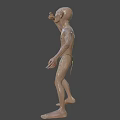 Emaciated Fantasy Game And Movie Character With Pale Skin Raised Arm And Loincloth