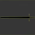 Blue Sword With Long Blade Brown Silver Hilt And Sleek Design