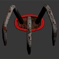 Heavy Duty Metal Claw Hardware Tool With Red Handle And Rusted Metal Prongs