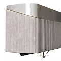 Modern Entryway Side Cabinet With Ribbed Design And Gold Metal Frame Elegant Storage Furniture