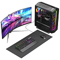 RGB Backlit Gaming Keyboard Mouse And Monitor Setup With Colorful Lights Mouse Pad