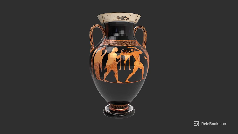 Ancient Greek Style Ceramic Amphora With Two Handles Red Figure Mythological Scenes 3d model 