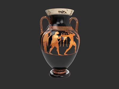 Ancient Greek Style Ceramic Amphora With Two Handles Red Figure Mythological Scenes 3d model