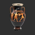 Ancient Greek Style Ceramic Amphora With Two Handles Red Figure Mythological Scenes
