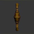 Ornamental Sword With Golden Decorations Red Gemstone Red Hilt And Sharp Blade