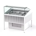 White Commercial Display Freezer With Glass Top And Multiple Storage Compartments