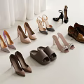 Various Stylish Shoes Display With High Heels Sandals Leather Designs And Rhinestone Details