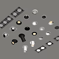Various Downlights and Spotlights With Different Shapes and Colors for Interior Decoration