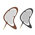 Modern Stylish Mirrors With Wooden Black Frames Gold Accent Bases Organic Curved Shapes