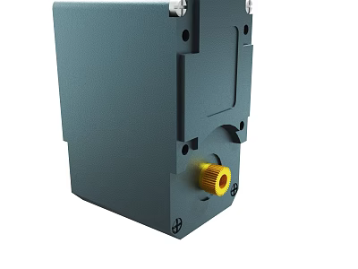 Gray Industrial Equipment Housing With Yellow Knob And Mounting Holes 3d model