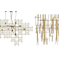 Modern Brass Geometric Chandelier With Abstract Metal Structure For Interior Decor 3d model