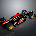 Renault Formula Race Car Black Red Gold Livery With Clear Total ESPN Logos Streamlined Design