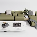 Modern corner sofa coffee table combination multi-person sofa 3d model