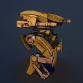 Yellow Mechanical Intelligent Machine with Legged Structure and Cannon Arm 3d model
