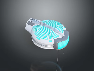 Futuristic White Tech Accessory With Blue Glowing Lines And Sleek Circular Structure Design 3d model