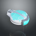 Futuristic White Tech Accessory With Blue Glowing Lines And Sleek Circular Structure Design