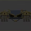 Mechanical Military Weapon With Metal Frame Chain Components And Blue Panel