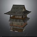 Traditional Japanese Multi story Architecture With Tile Roof And Wooden Veranda Design