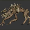 Fantasy Game Movie Character With Wooden Branches Vines And Spiky Thorns Covered Body
