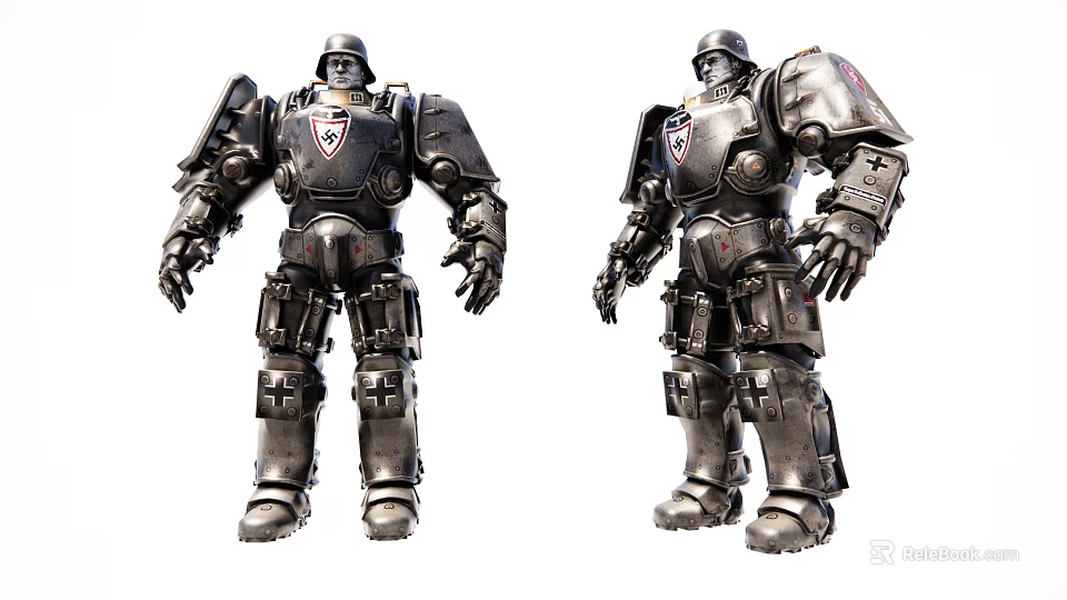 Two Detailed Electric Toy Robots with Metallic Armor and Mechanical Design 3d model 