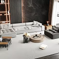 Quiet sofa tea table combination 3d model
