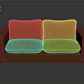 Modern Orange Two Seater Fabric Sofa With Upholstered Seats And Armrests 3d model