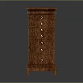 Traditional Wooden Decorative Cabinet with Multiple Drawers and Metal Handles Dark Brown Finish