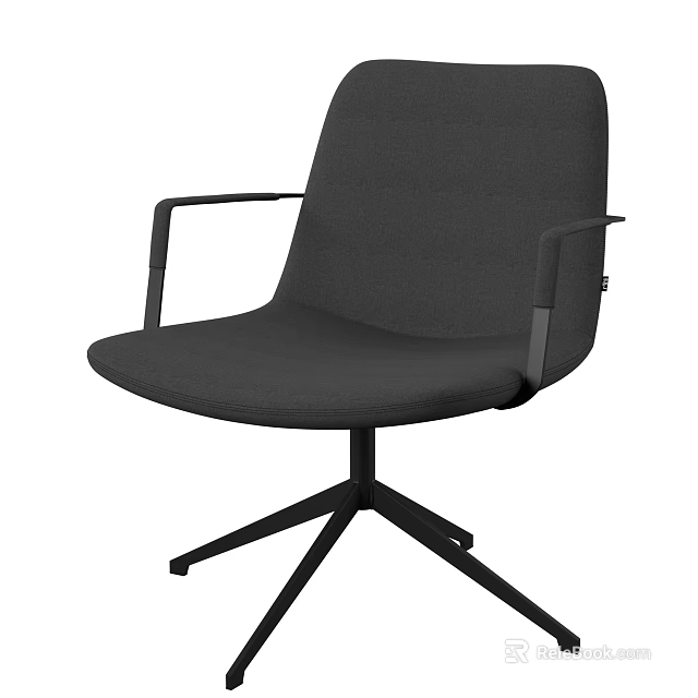 Modern Gray Office Chair with Armrests Black Metal Base and Swivel Design 3d model 